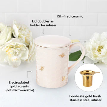 Hello Beautiful Bee Tea Infuser Mug — Sacred Space Limited Edition
